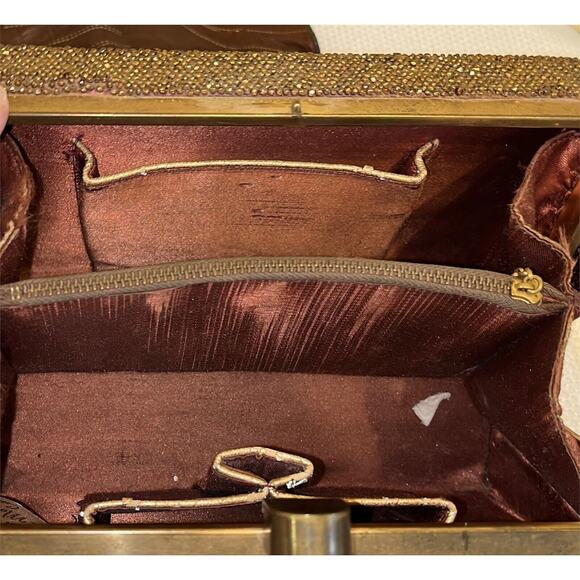 Vintage Original Fre-Mor Collection Copper Tone Beaded Evening Bag Art Deco - Picture 4 of 6
